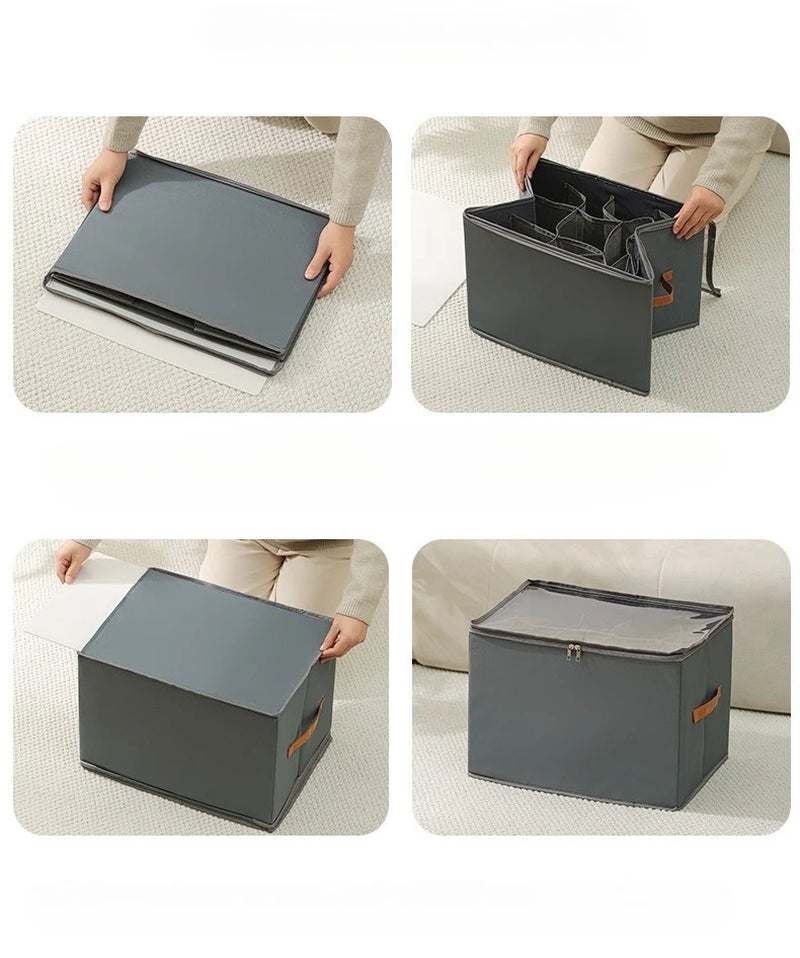 ShoeSavvy™ Foldable Storage Box with Lid | Dustproof Organizer for Shoes, Clothes & Accessories