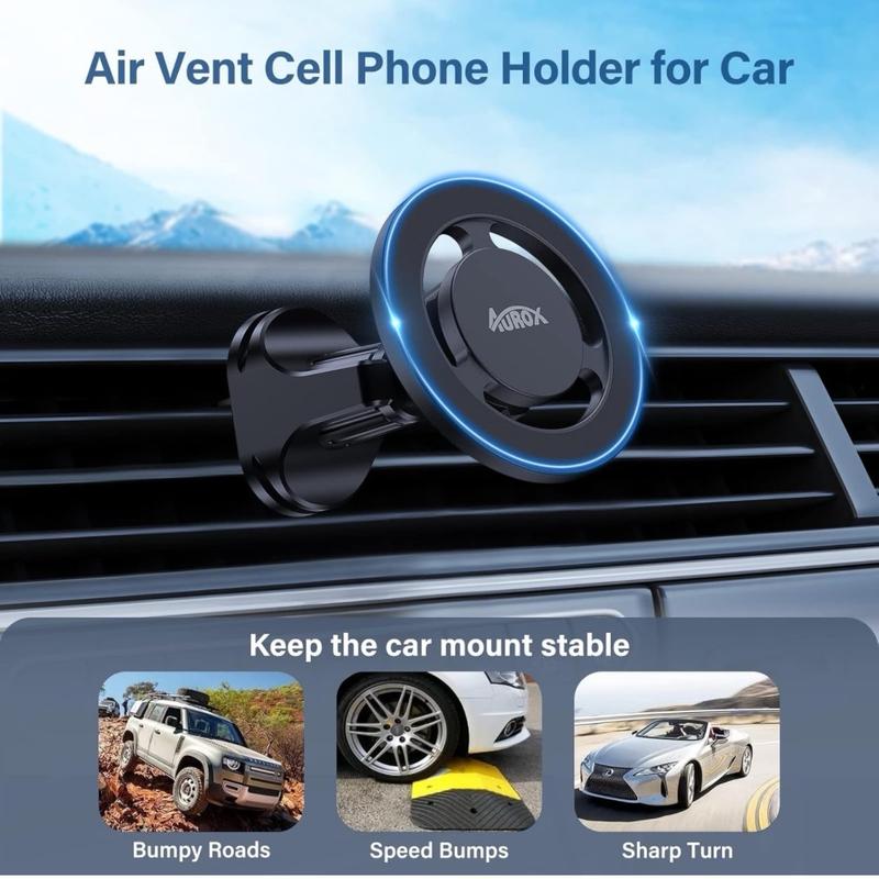 Magmount™ 360° Car Phone Holder | MagSafe-Compatible Air Vent Mount with Strong Magnetic Grip & Adjustable Swivel Design – Universal Smartphone Holder (Black)