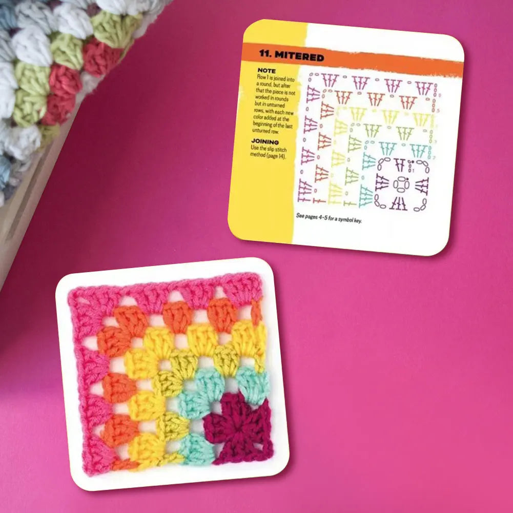 KnitNest™ 50 Crochet Pattern Cards Set for Beginners | Mix & Match DIY Granny Square Designs, Knitting & Craft Idea Kit for Handmade Projects & Gifts