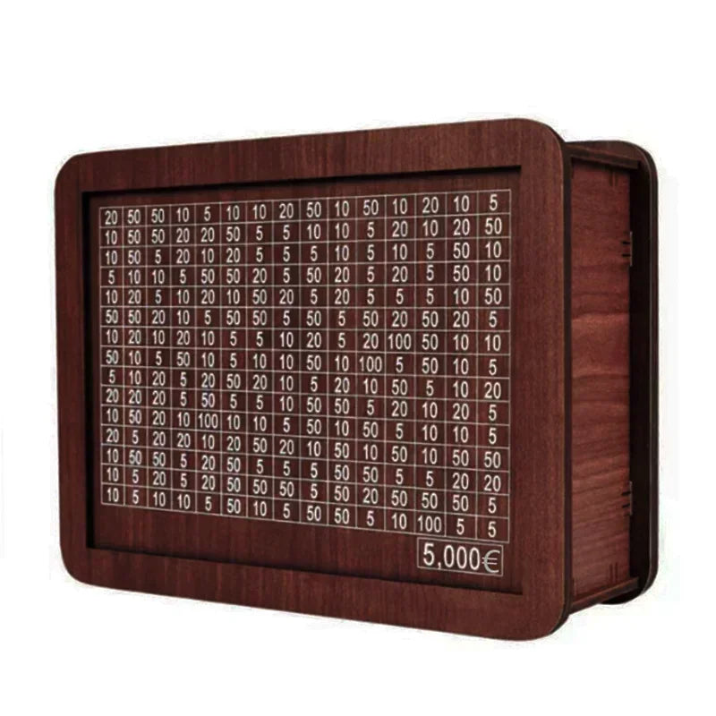 EuroVault™ Wooden Money Saving Bank | 1000/2000/3000/5000/10000 Euro Challenge Cash Storage Box, Secure Piggy Bank for Adults, Teens & Gift Giving