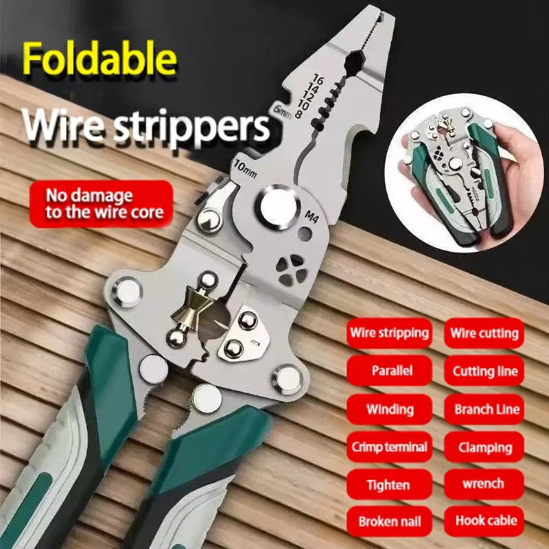 VoltEdge™ Foldable Wire Stripper | Cable Splitter & Winding Pliers