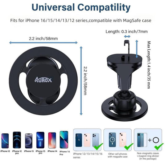 Magmount™ 360° Car Phone Holder | MagSafe-Compatible Air Vent Mount with Strong Magnetic Grip & Adjustable Swivel Design – Universal Smartphone Holder (Black)