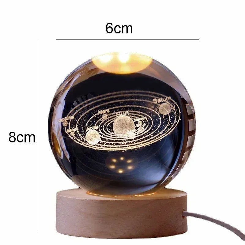 GalaxiGlow™ 3D Crystal Planet Ball Light | Saturn, Sun & Space Spheres for Bedroom & Home Decor