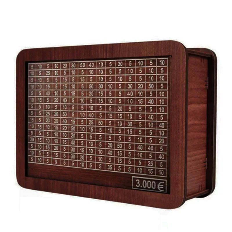 EuroVault™ Wooden Money Saving Bank | 1000/2000/3000/5000/10000 Euro Challenge Cash Storage Box, Secure Piggy Bank for Adults, Teens & Gift Giving