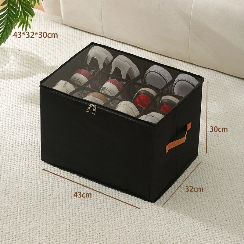 ShoeSavvy™ Foldable Storage Box with Lid | Dustproof Organizer for Shoes, Clothes & Accessories