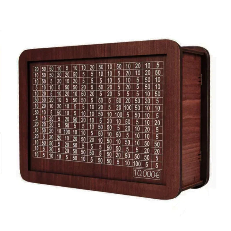EuroVault™ Wooden Money Saving Bank | 1000/2000/3000/5000/10000 Euro Challenge Cash Storage Box, Secure Piggy Bank for Adults, Teens & Gift Giving