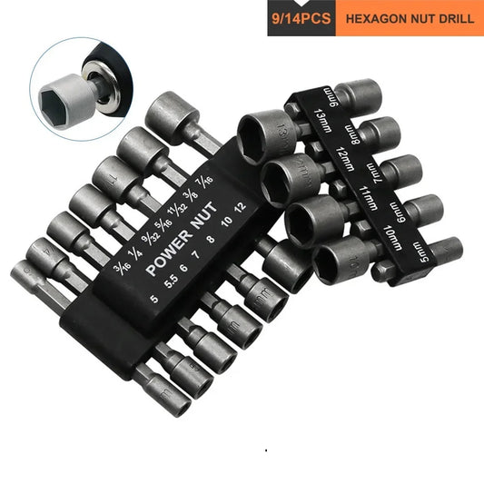 HexoGrip™ 9/14-Piece Power Nut Driver Socket Set (5mm–13mm)