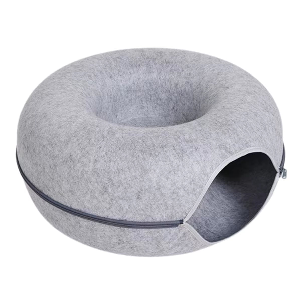 MeowMaze™ 2-in-1 Felt Donut Cat Bed with Tunnel | Cozy Hideout & Interactive Playhouse for Cats and Small Dogs