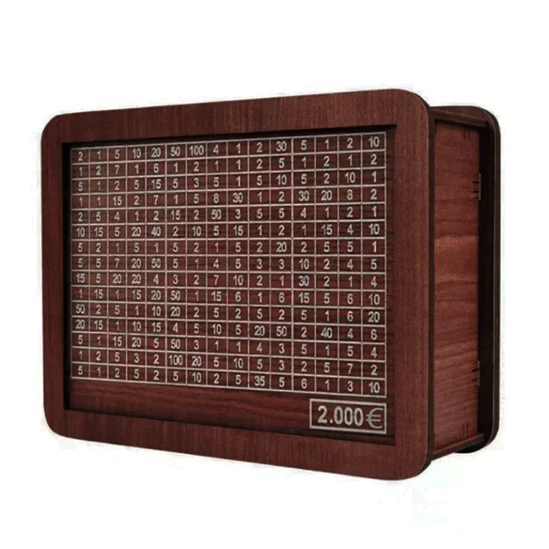 EuroVault™ Wooden Money Saving Bank | 1000/2000/3000/5000/10000 Euro Challenge Cash Storage Box, Secure Piggy Bank for Adults, Teens & Gift Giving