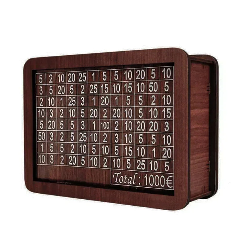 EuroVault™ Wooden Money Saving Bank | 1000/2000/3000/5000/10000 Euro Challenge Cash Storage Box, Secure Piggy Bank for Adults, Teens & Gift Giving