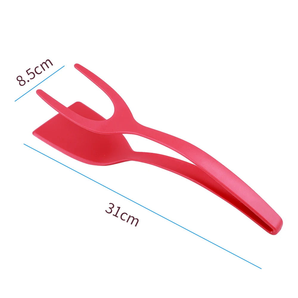 FlipGrip™ 2-in-1 Nylon Grip Flip Tongs | Egg, Steak & Pancake Turner Spatula Clamp for Easy Frying and Serving