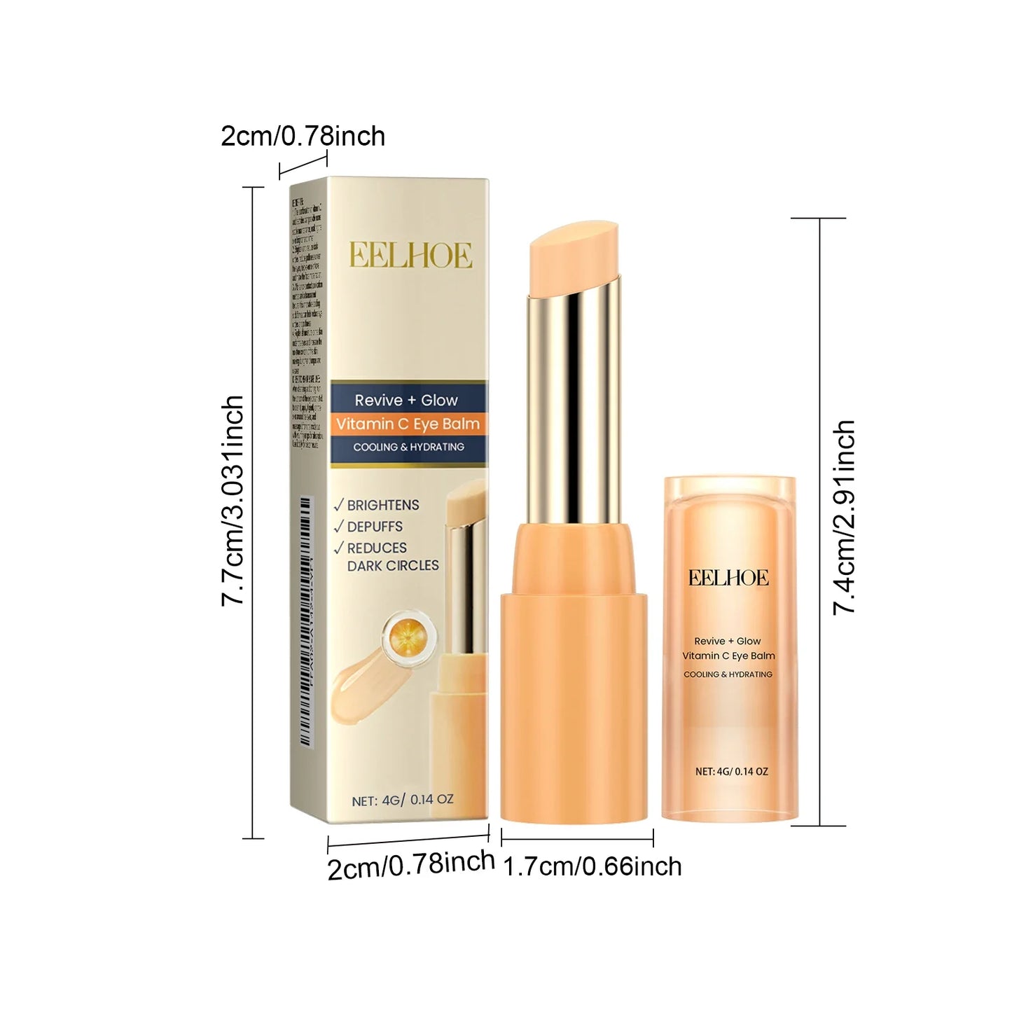EELHOE® Vitamin C Eye Balm Stick | Moisturizing & Brightening Formula for Dark Circles, Puffiness & Fine Lines