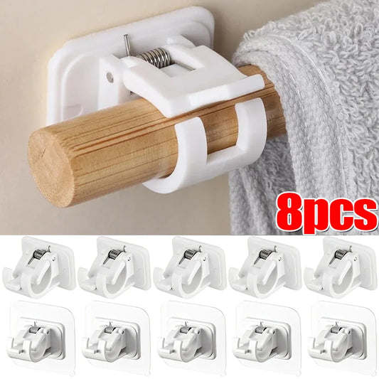 StickHold™ Adjustable Curtain Rod Clips | 2–8PCS Self-Adhesive | No-Drill Wall Hooks for Shower & Curtain Rods