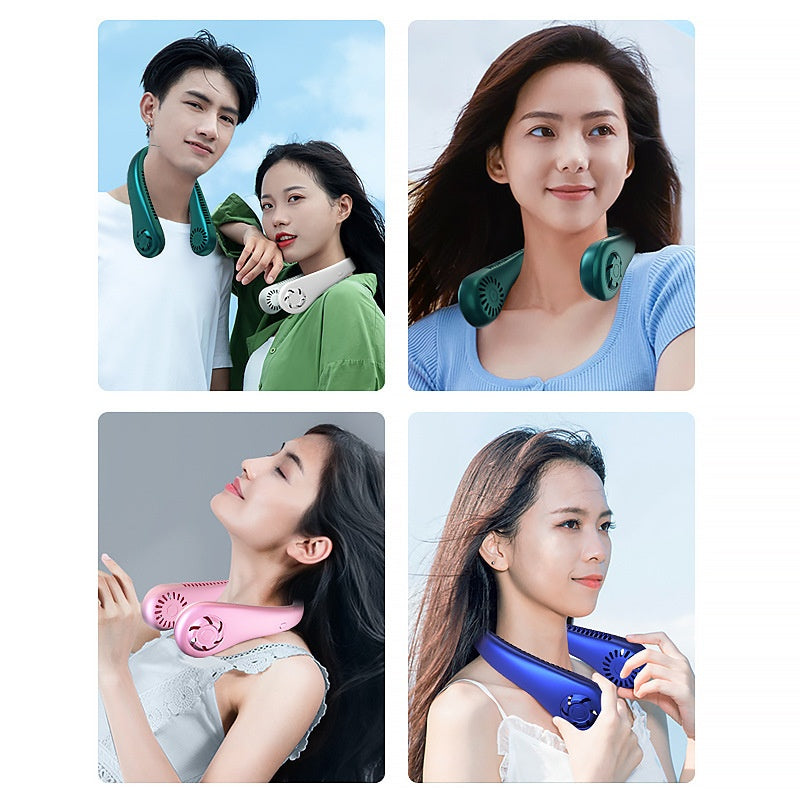 BreezeLoop™ Portable Mini Neck Fan | Rechargeable, Silent & Large-Capacity Cooling for On-the-Go Comfort