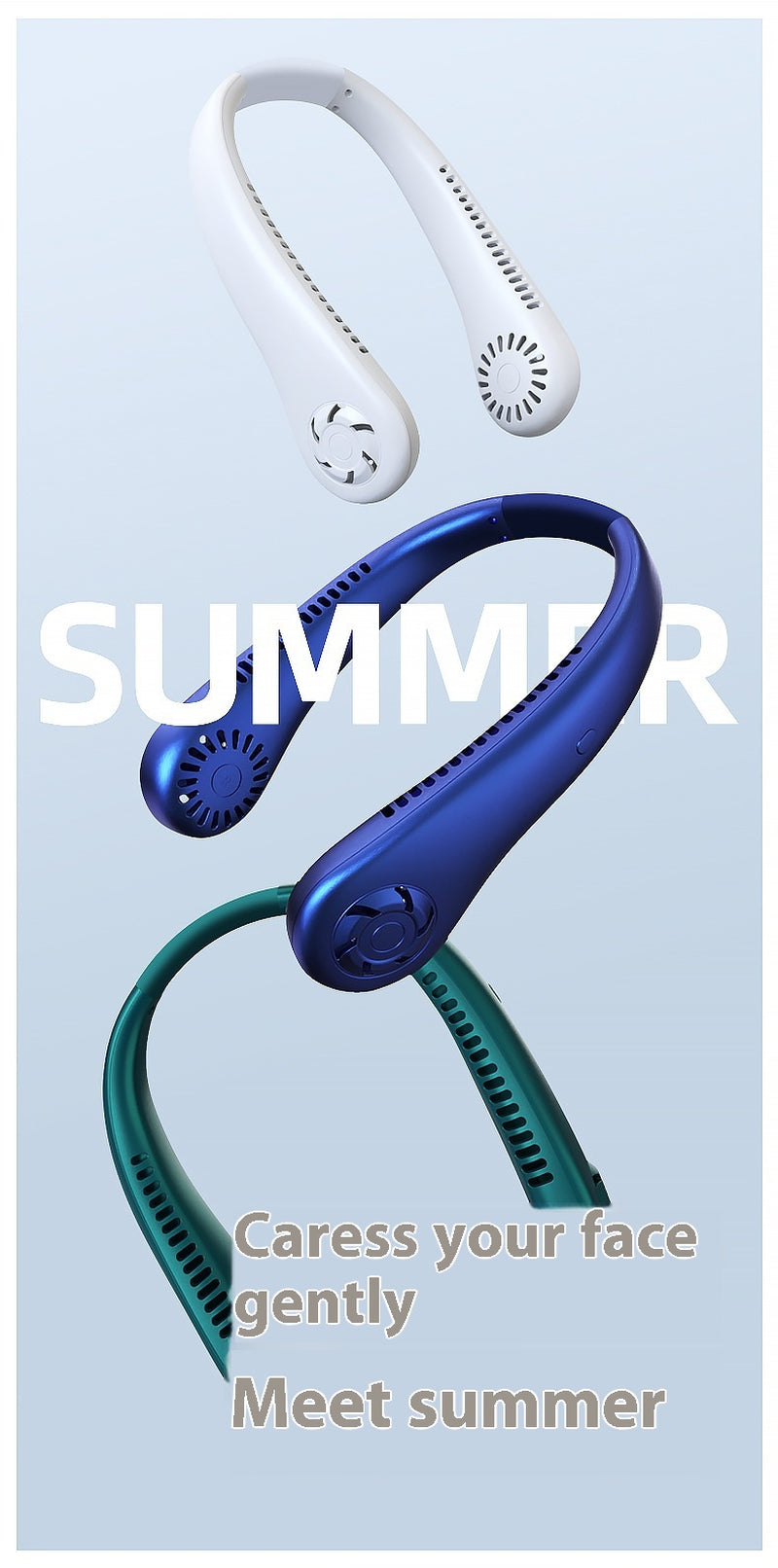 BreezeLoop™ Portable Mini Neck Fan | Rechargeable, Silent & Large-Capacity Cooling for On-the-Go Comfort