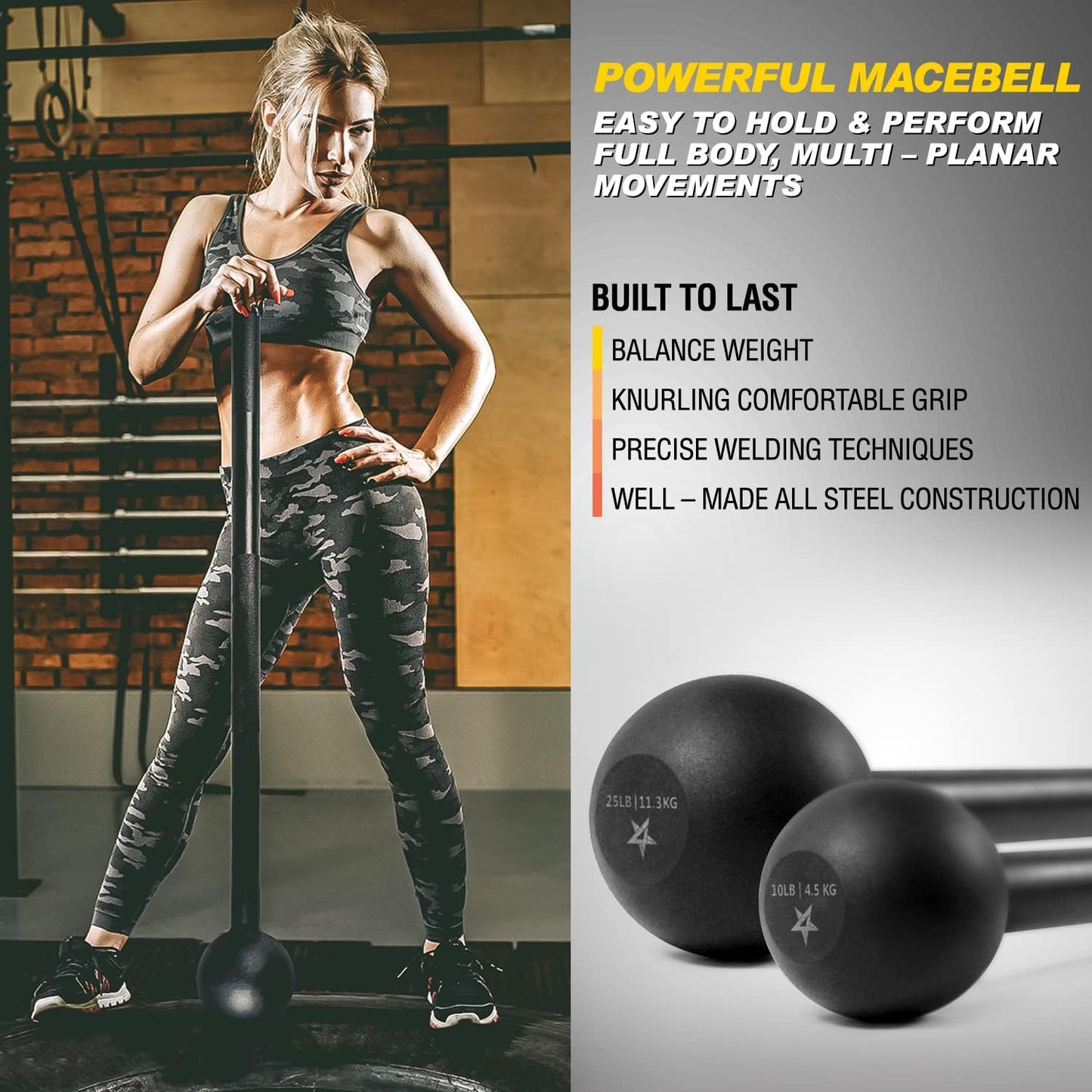 MaceForce™ Steel Mace Bell | ull-Body Strength Training Tool for Shoulder, Grip, and Forearm Workouts, Ideal for Functional Fitness, Rehab & Mobility