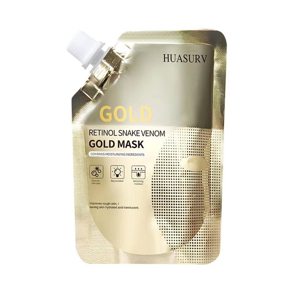 Venoglow™ Retinol & Snake Venom Peptide Gold Face Mask | 2pcs Hydrating & Oil-Control Facial Mask with Anti-Aging, Pore Refining & Skin Repair Formula (100g)