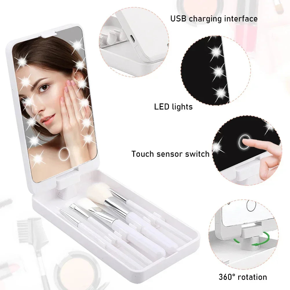 GlamHalo™ Lighted Makeup Mirror | Rotatable Personal Beauty Mirror