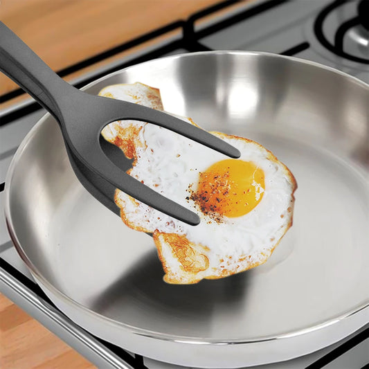 FlipGrip™ 2-in-1 Nylon Grip Flip Tongs | Egg, Steak & Pancake Turner Spatula Clamp for Easy Frying and Serving