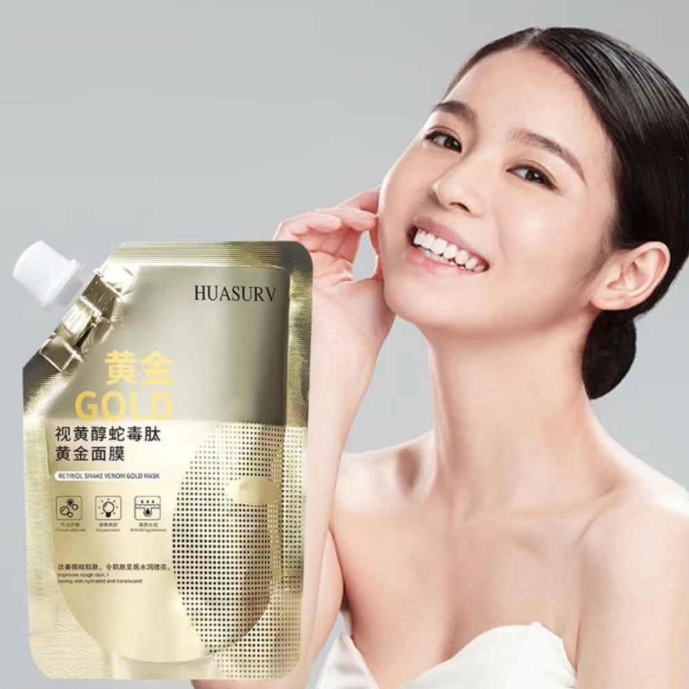 Venoglow™ Retinol & Snake Venom Peptide Gold Face Mask | 2pcs Hydrating & Oil-Control Facial Mask with Anti-Aging, Pore Refining & Skin Repair Formula (100g)