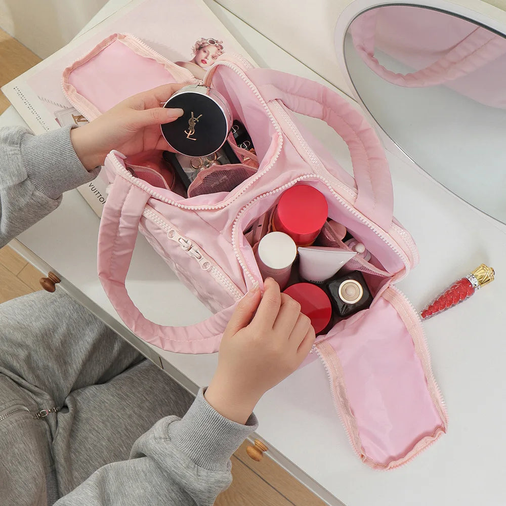 LuxeCarry™ Large-Capacity Travel Makeup Bag | Lightweight Handheld Cosmetic Pouch & Wash Bag Organizer for Women