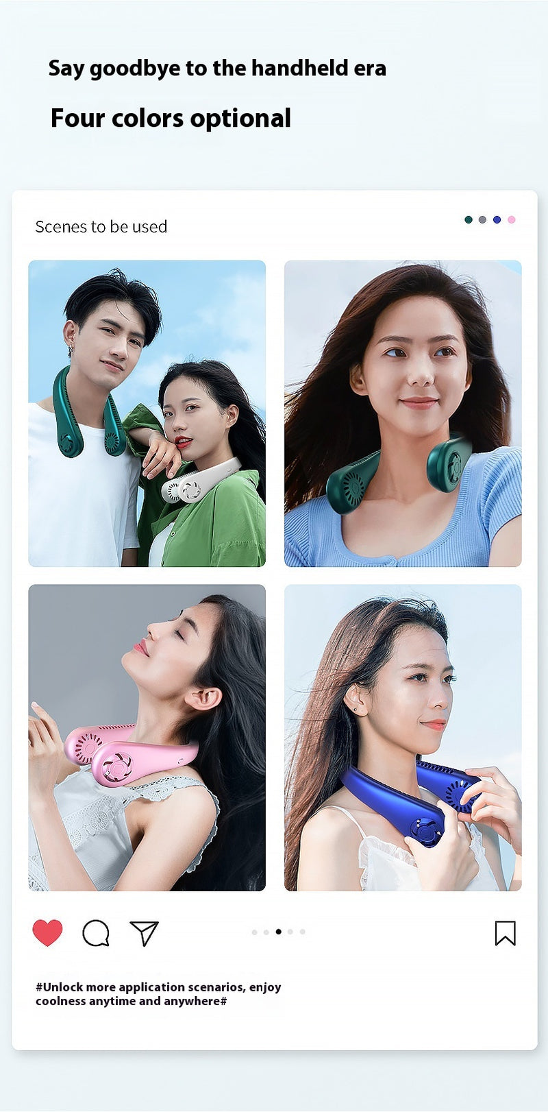 BreezeLoop™ Portable Mini Neck Fan | Rechargeable, Silent & Large-Capacity Cooling for On-the-Go Comfort