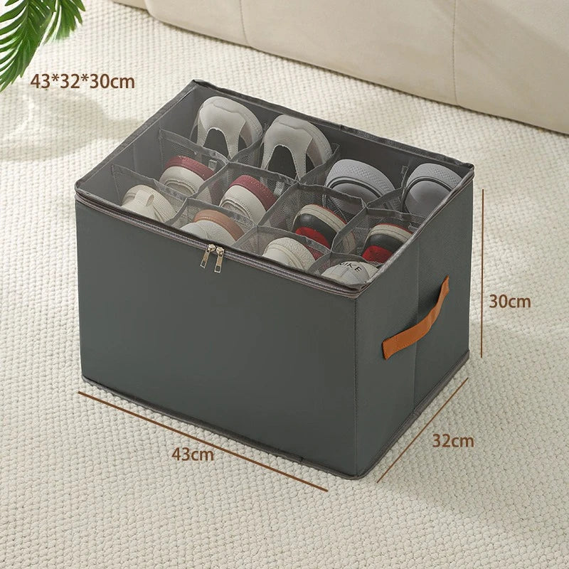 ShoeSavvy™ Foldable Storage Box with Lid | Dustproof Organizer for Shoes, Clothes & Accessories