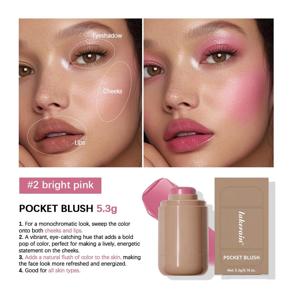 Lakerain® 3in1 Cheek Lip Tinted Moisturized Blush Stick | Silky Smooth Blusher