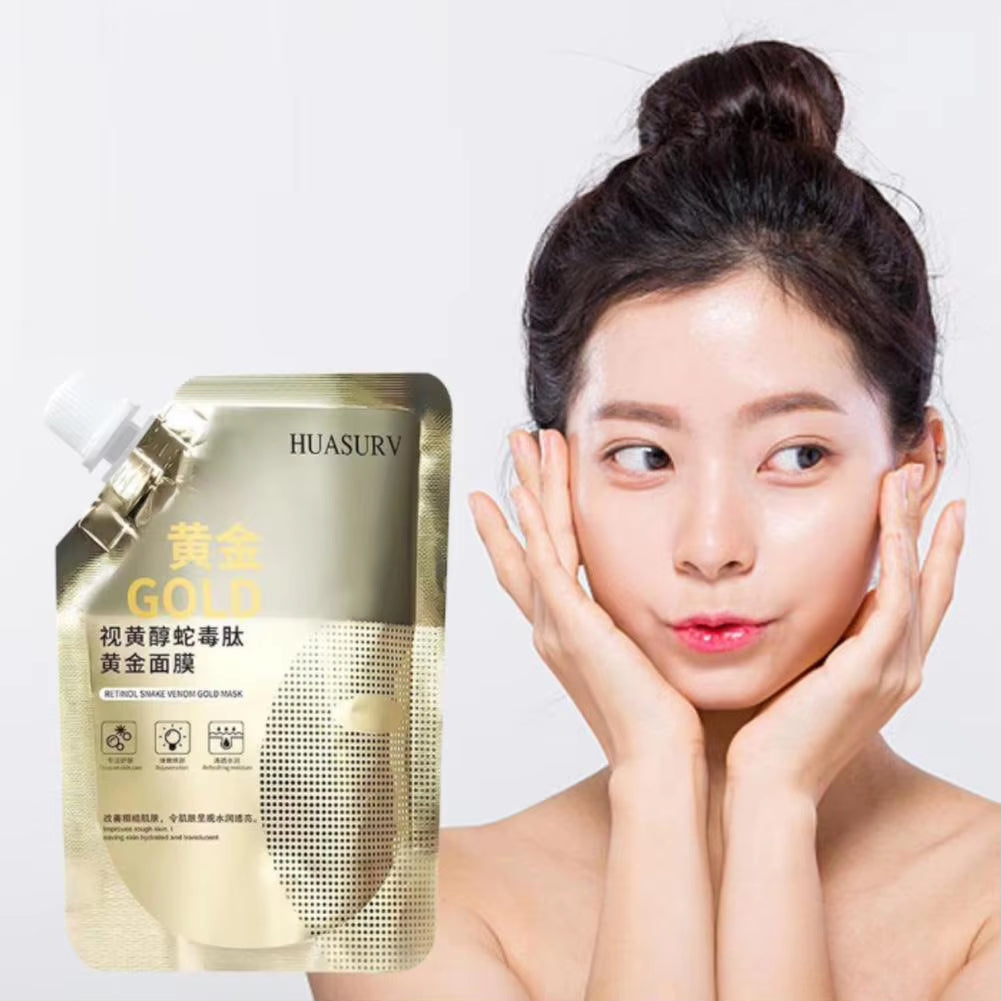 Venoglow™ Retinol & Snake Venom Peptide Gold Face Mask | 2pcs Hydrating & Oil-Control Facial Mask with Anti-Aging, Pore Refining & Skin Repair Formula (100g)