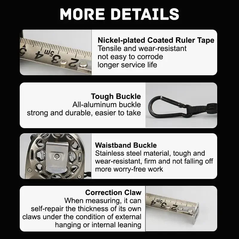 ProMeasure™ Stainless Steel Retractable Tape Measure | 3M / 5M / 7.5M