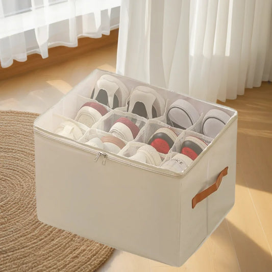 ShoeSavvy™ Foldable Storage Box with Lid | Dustproof Organizer for Shoes, Clothes & Accessories