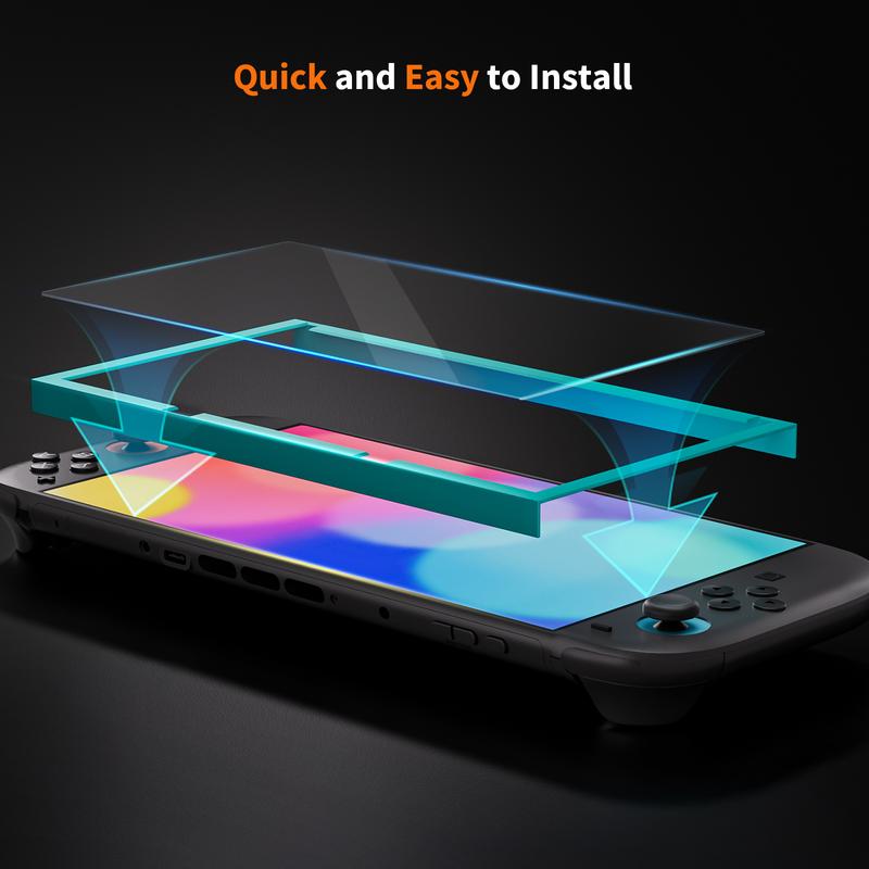 COOWPS® 2-Pack Tempered Glass Screen Protector for Nintendo Switch 2 (2025) | Ultra HD 9H Glass with Easy Install Frame