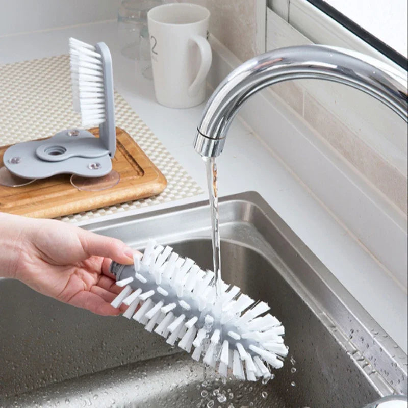 TwistClean™ Rotating Cup & Glass Scrubber | Suction Cup Base Plastic Bottle Cleaning Brush