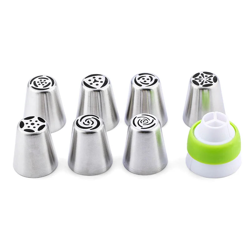DecorWhip™ Russian Piping Tip Set | Stainless Steel Cake Decorating Nozzles with Pastry Bags for Icing & Baking
