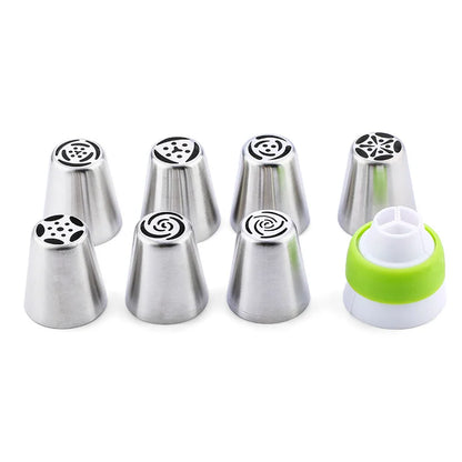 DecorWhip™ Russian Piping Tip Set | Stainless Steel Cake Decorating Nozzles with Pastry Bags for Icing & Baking