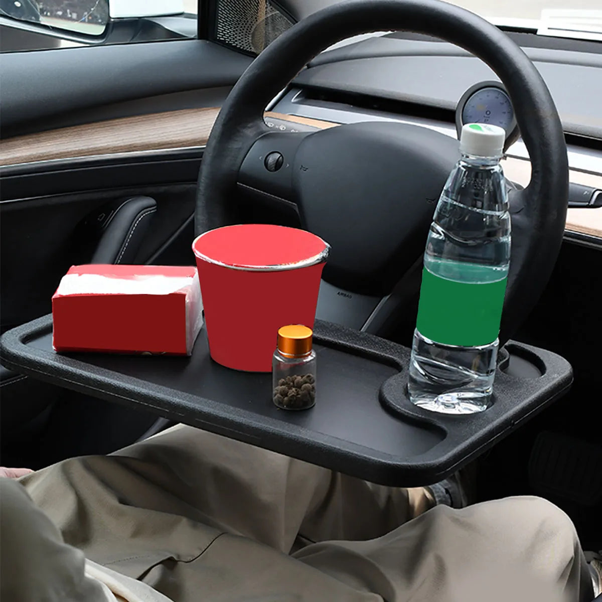 DriveDesk™ Portable Steering Wheel Tray | Car Laptop Stand & Dining Table Mount for Work, Coffee, Snacks & Travel Convenience