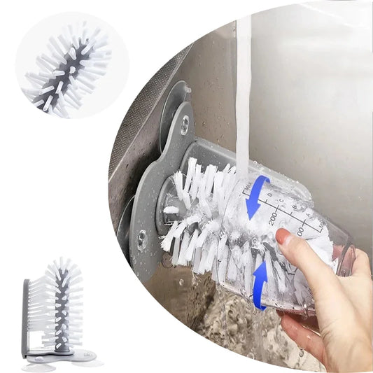 TwistClean™ Rotating Cup & Glass Scrubber | Suction Cup Base Plastic Bottle Cleaning Brush