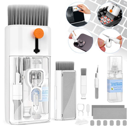 Cleanzor™ 12-in-1 Keyboard & Electronics Cleaning Kit | Multi-Tool Brush Set with Screen Wipe, Pen Cleaner, and Scrubbers for Laptop, MacBook, iPhone, Earbuds, Camera & More