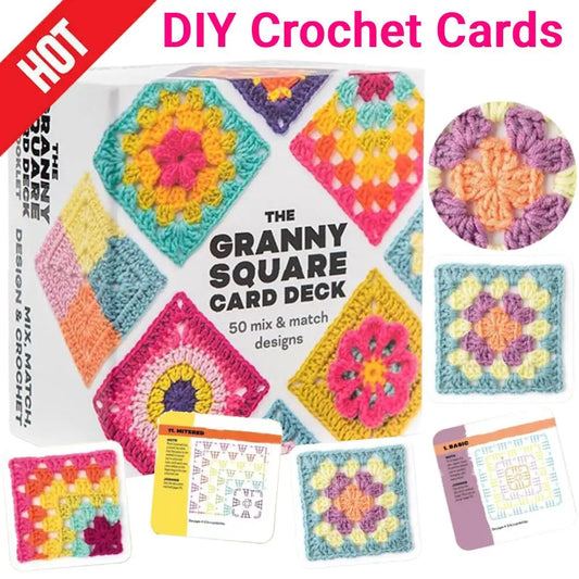 KnitNest™ 50 Crochet Pattern Cards Set for Beginners | Mix & Match DIY Granny Square Designs, Knitting & Craft Idea Kit for Handmade Projects & Gifts