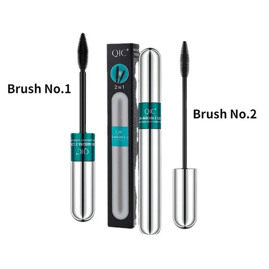 QIC® 4D Double Effect Waterproof Mascara | 2-in-1 Brush for Long, Curled & Voluminous Lashes