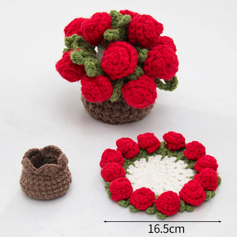 CozyPetal™ Mini Rose Crochet Coaster | Handmade Flower Placemat for Cups & Tea, Elegant Doily Pad for Home Decor, Perfect Mother’s Day or Birthday Gift