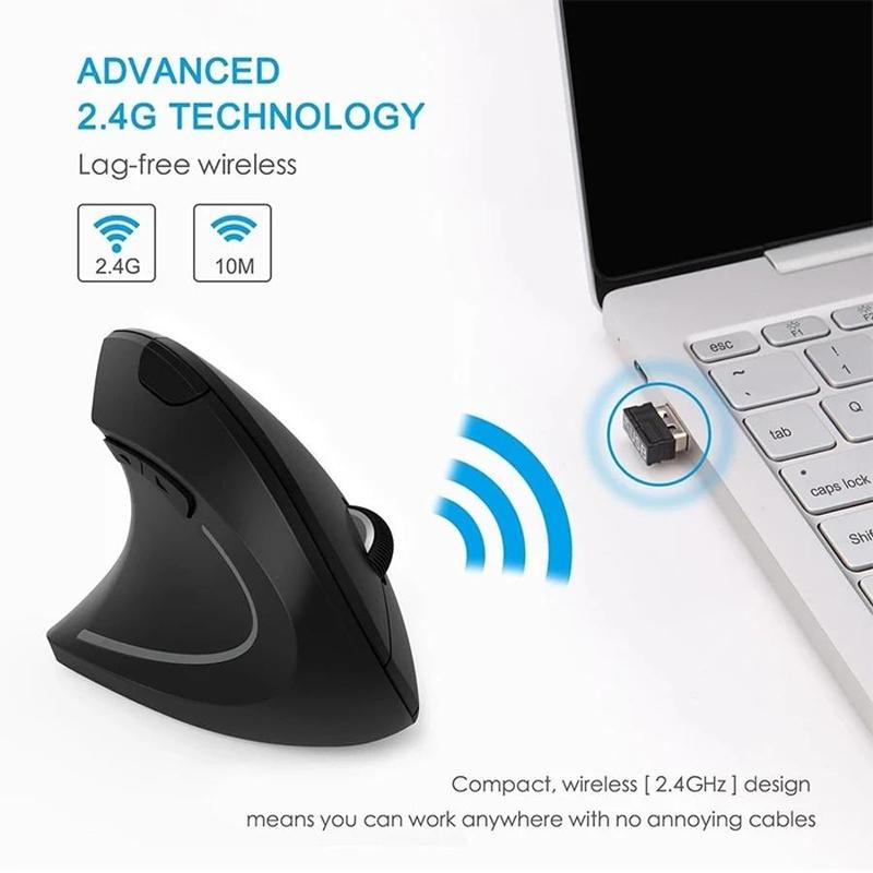 WristEase™ Ergonomic Vertical Optical Mouse | Right-Hand USB Mouse for Office, Gaming & Laptop Use (1 Count)
