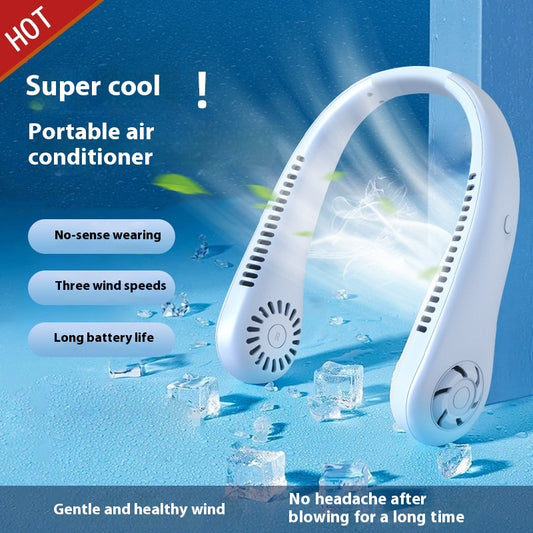 BreezeLoop™ Portable Mini Neck Fan | Rechargeable, Silent & Large-Capacity Cooling for On-the-Go Comfort