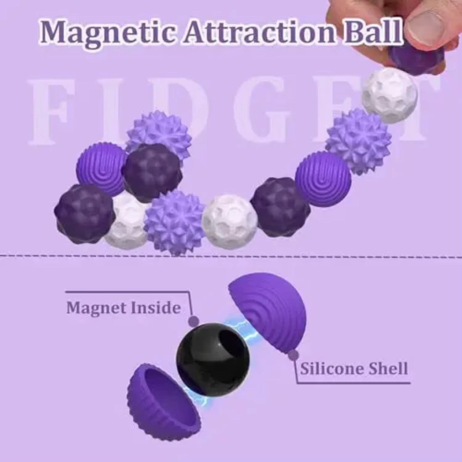 MagniBuddies™ Magnetic Silicone Fidget Balls | Stress Relief & Sensory Toy for Kids & Adults with Anxiety, ADHD, or Autism
