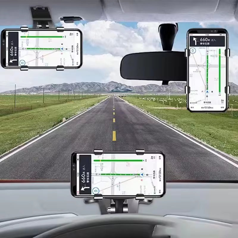 ViewHold™ Multi-Function Car Phone Mount | Rearview Mirror & Instrument Cluster Bracket for Hands-Free Navigation & Universal Smartphone Compatibility