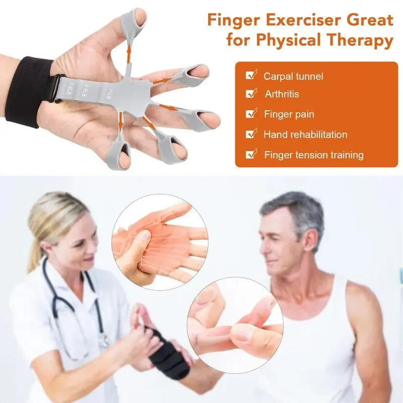 Gripterra™ Adjustable Finger Exerciser | 6-Level Resistance Hand Strengthener for Guitarists, Therapy, Recovery, Sports & Daily Finger Training