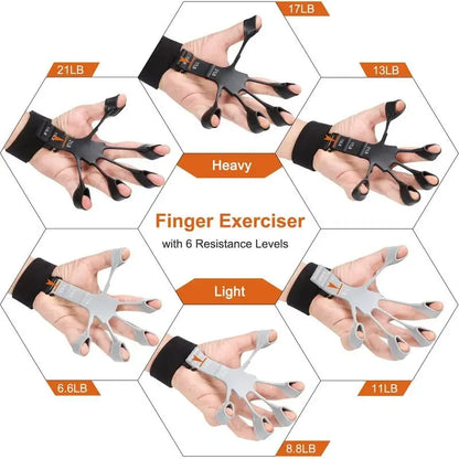 Gripterra™ Adjustable Finger Exerciser | 6-Level Resistance Hand Strengthener for Guitarists, Therapy, Recovery, Sports & Daily Finger Training