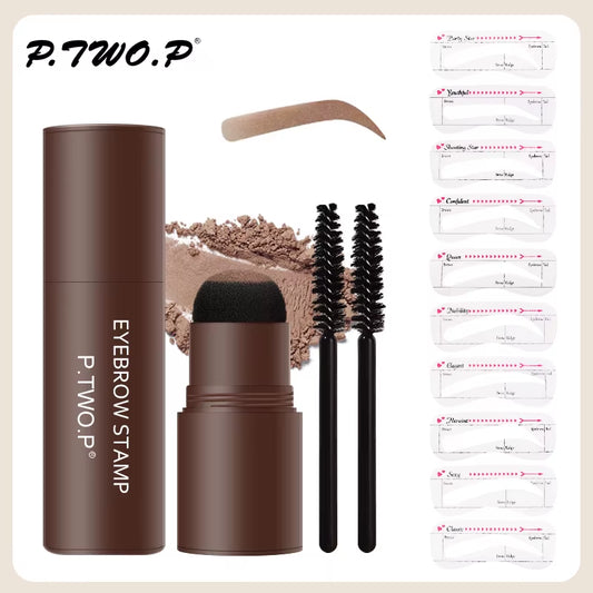 PTWOP® One-Step Eyebrow Stamp Kit | Waterproof Brow Shaping with Stencils & Brush