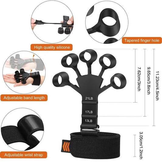 Gripterra™ Adjustable Finger Exerciser | 6-Level Resistance Hand Strengthener for Guitarists, Therapy, Recovery, Sports & Daily Finger Training