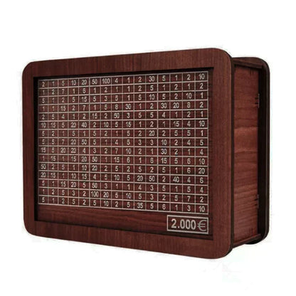 EuroVault™ Wooden Money Saving Bank | 1000/2000/3000/5000/10000 Euro Challenge Cash Storage Box, Secure Piggy Bank for Adults, Teens & Gift Giving